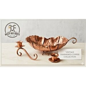 VINTAGE GREGORIAN HAMMERED COPPER CANDY BOWL SIGNED CANDLE HOLDER REPAIR